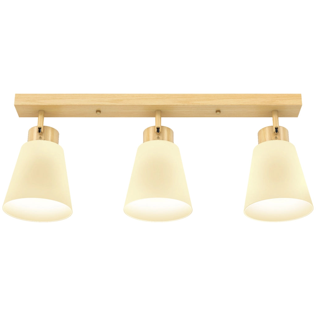 Plafoniera LED 40W con 3 lampadine E27 e teste regolabili ¨C zephmum ¨C legno naturale