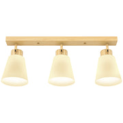 Plafoniera LED 40W con 3 lampadine E27 e teste regolabili ¨C zephmum ¨C legno naturale