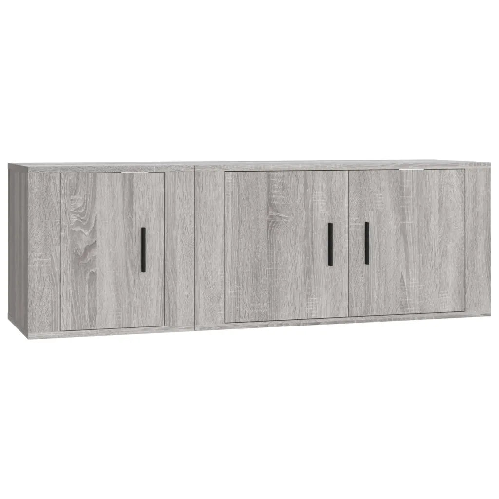 Set Mobili Porta TV 2 pz-Set di 2 Credenza per TV Grigio Sonoma in Legno Multistrato 963464