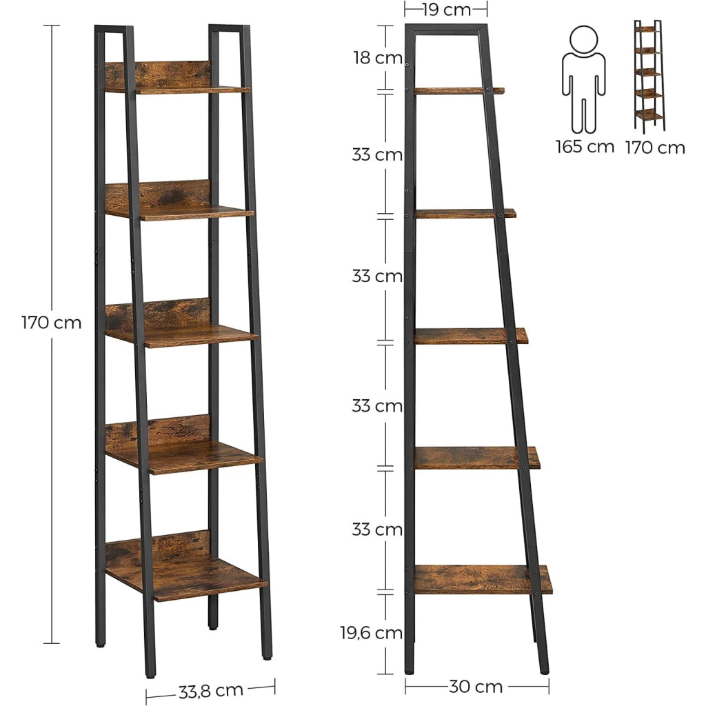 Libreria VALORA marrone rustico 5 ripiani stile loft LLS109B01V1