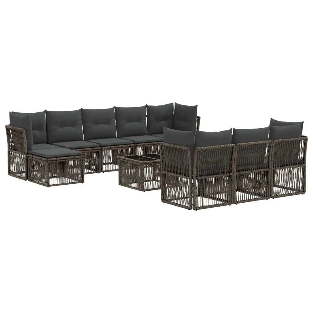 Set Divano da Giardino 11 pcs Grigio polyrattan 3434372