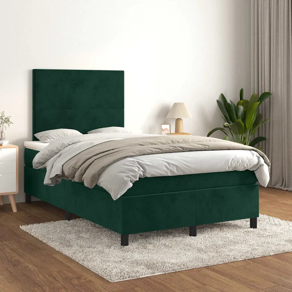 Giroletto a Molle con Materasso Verde Scuro 120x200 cm Velluto 3142896