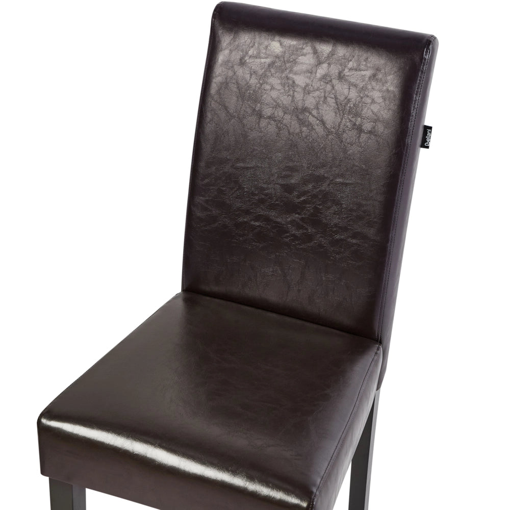 Set di 2 sedie da pranzo in ecopelle marrone con gambe in legno tradizionali