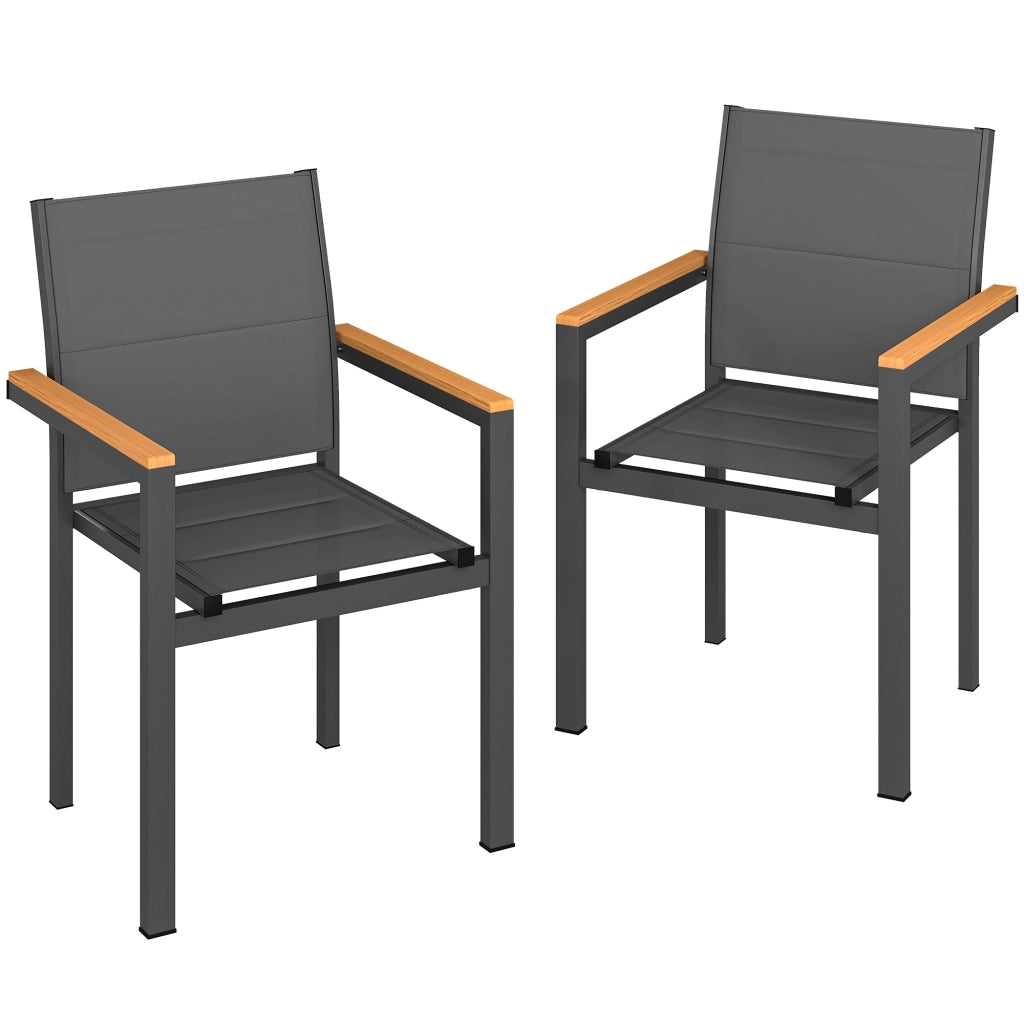 Set 2 Sedie da Giardino Imbottite e Impilabili ¨C zephmum ¨C Grigio Scuro 56x55x85cm