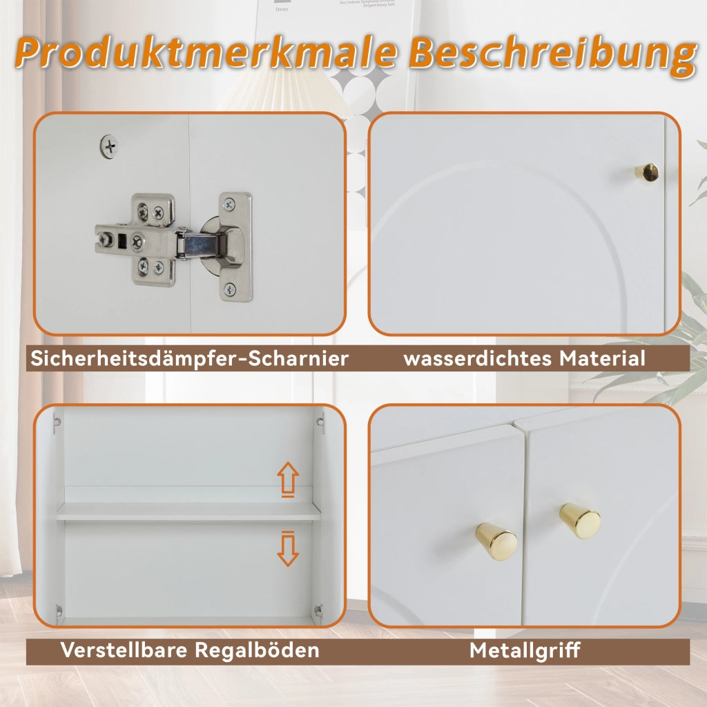 Credenza con 2 ante; sistema antiribaltamento - per camera da letto - 80×40×80 cm - bianco