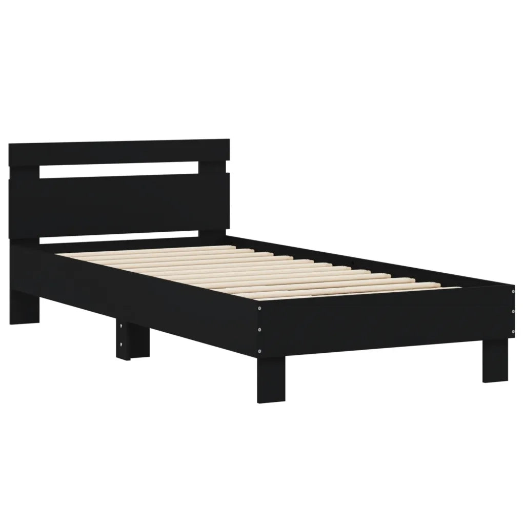 Giroletto con Testiera-Struttura Letto con testiera Nero 90x200 cm in Legno Multistrato 689150