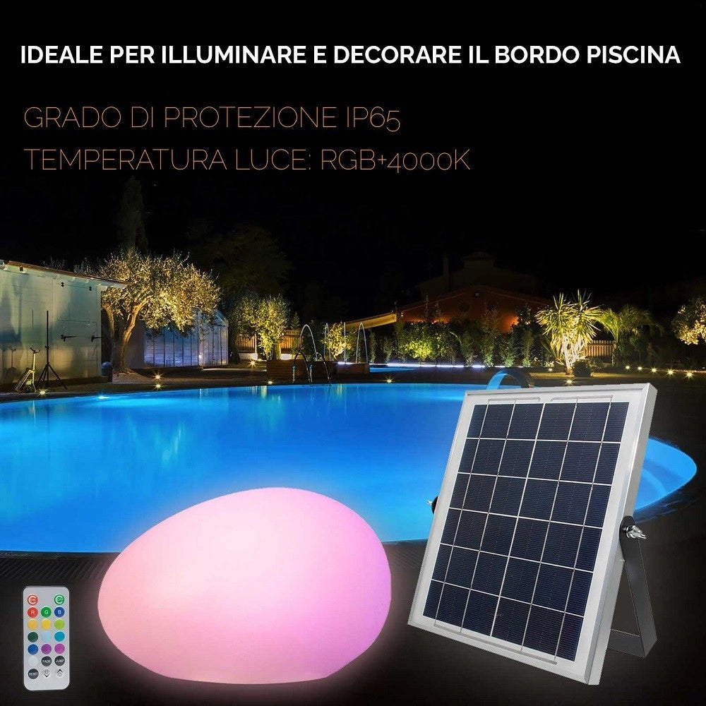 Trade Shop - Lampada Solare Luce Rgb Sensore Crepuscolare Pannello Solare Ricaricabile Led 14w -
