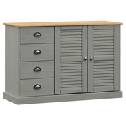 Credenza | Madia | Buffet da pranzo | Armadio da pranzo Cassetti VIGO 113x40x75 cm Legno Massello Pino Grigio