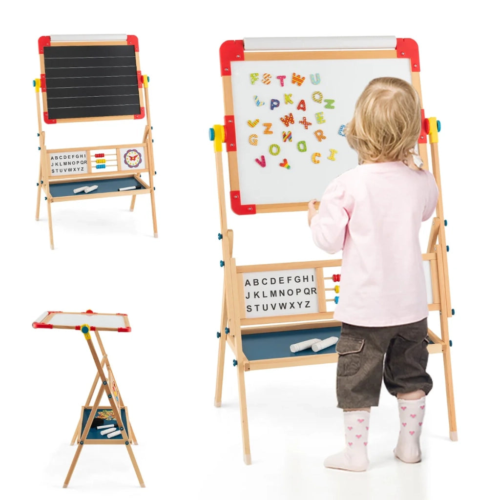 Cavalletto girevole in legno per pittura 62 x 45 x 118 cm 3 zone didattiche atmosfera creativa legno multicolore 20_0011736