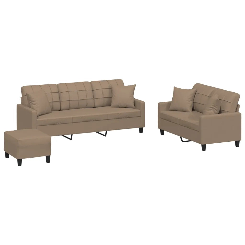 Set di Divani 3 pz con Cuscini Cappuccino in Similpelle 3201397