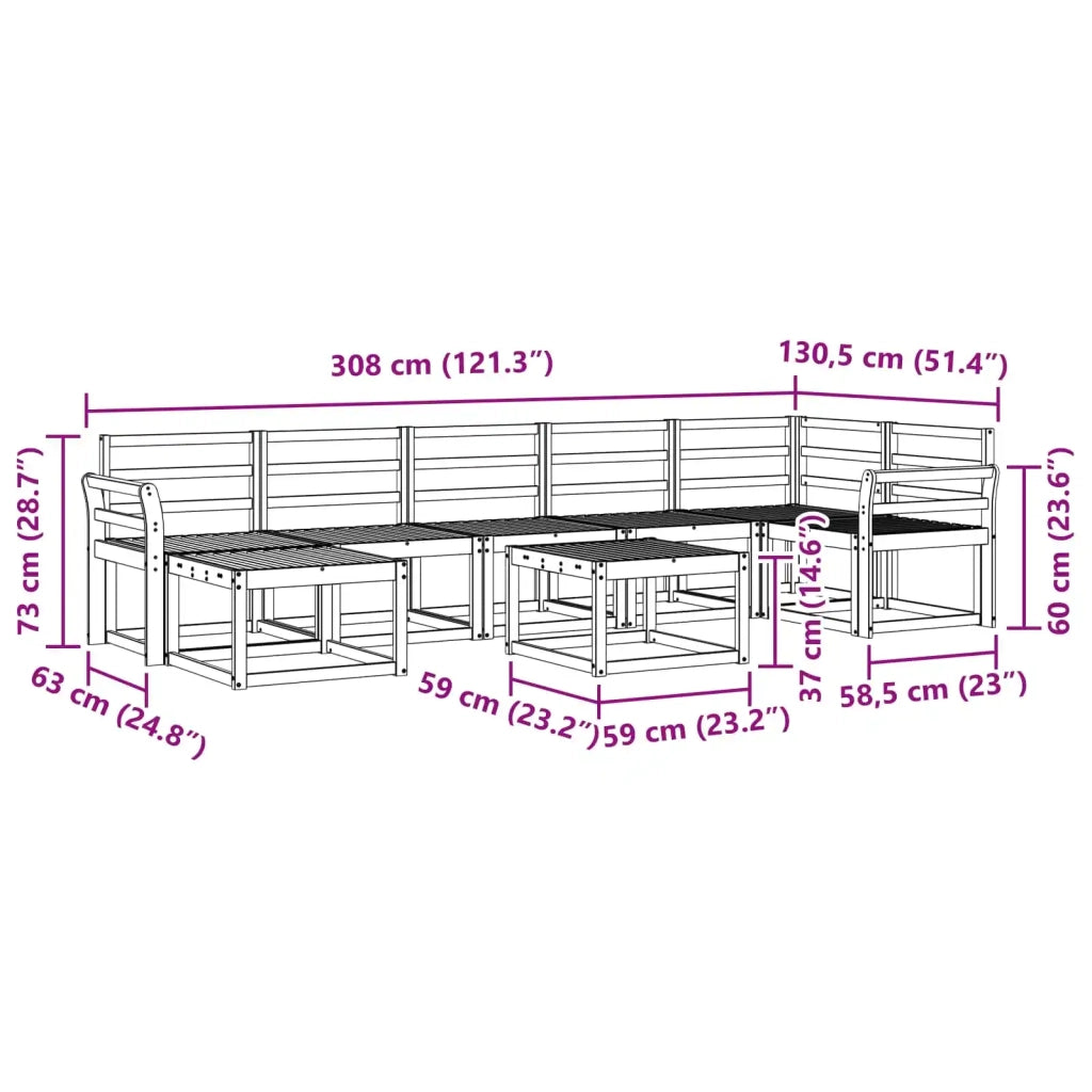 Set di divani da esterno 8 pcs Bianco Legno di Acacia Massello 3387978