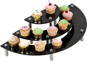 Supporto per Cupcake a Semi-Circolo - Stand per Torta Decorativa - Nero - Display Acrilico Leggero - Ideale per Desserti - Supporto elegante per pasticceria