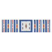 Tappeto Kilim multicolore in cotone 80 x 300 cm tessuto a mano a trama piatta reversibile con motivi geometrici e frange, tradizionale Boho, per il soggiorno e la camera da letto.