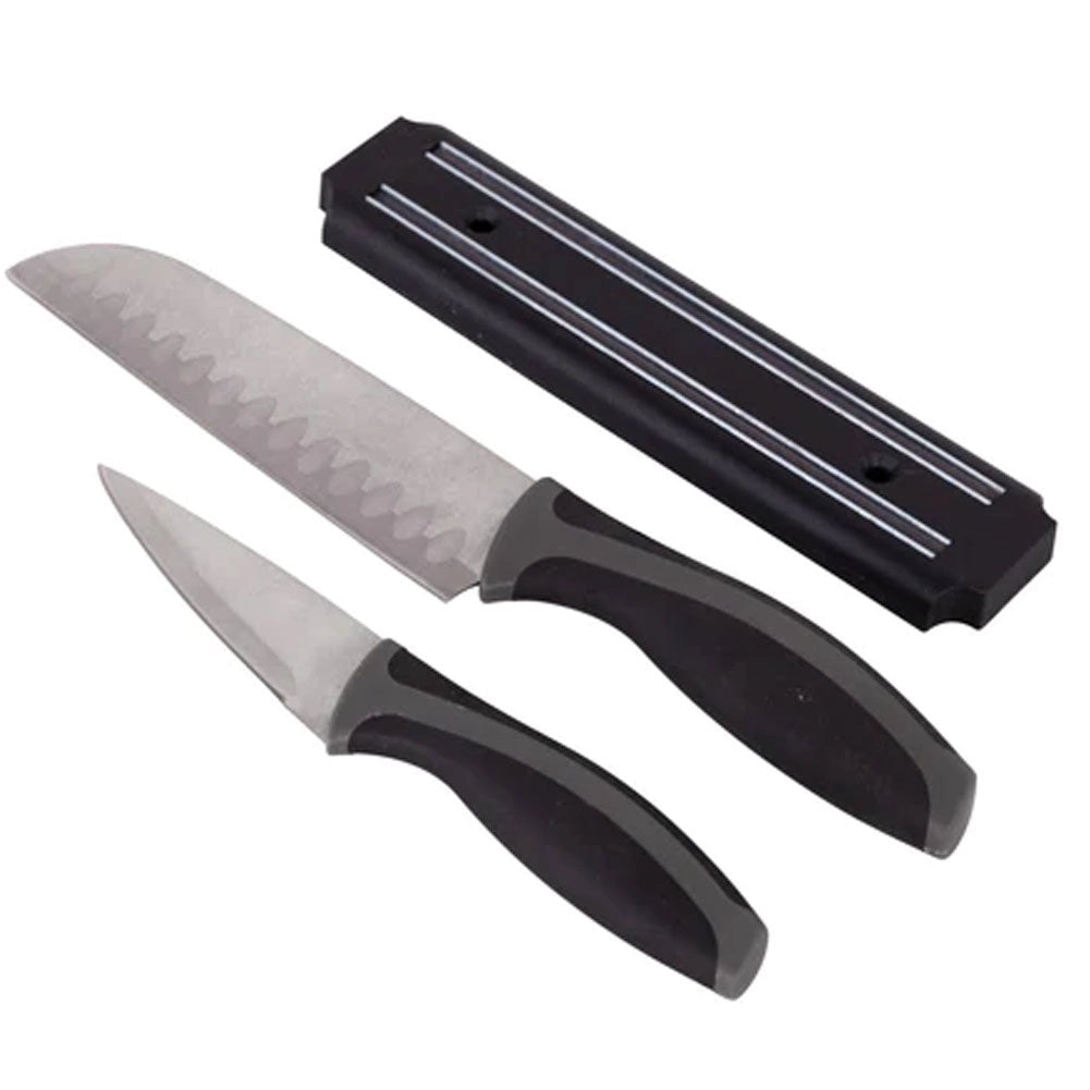 Set 3 Pezzi Coltelli Cucina per Verdure con Barra Supporto Metallico Magnetico