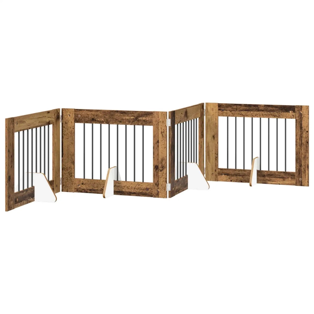 Cancello per cani con supporti 4 pz Legno antico 80 x 60 cm CFW7599905