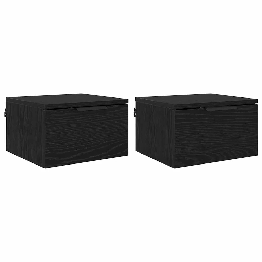 Set di 2 Comodini | Armadio da Notte | Mobiletto da notte con cassetto Rovere Nero 34 x 30 x 20 cm