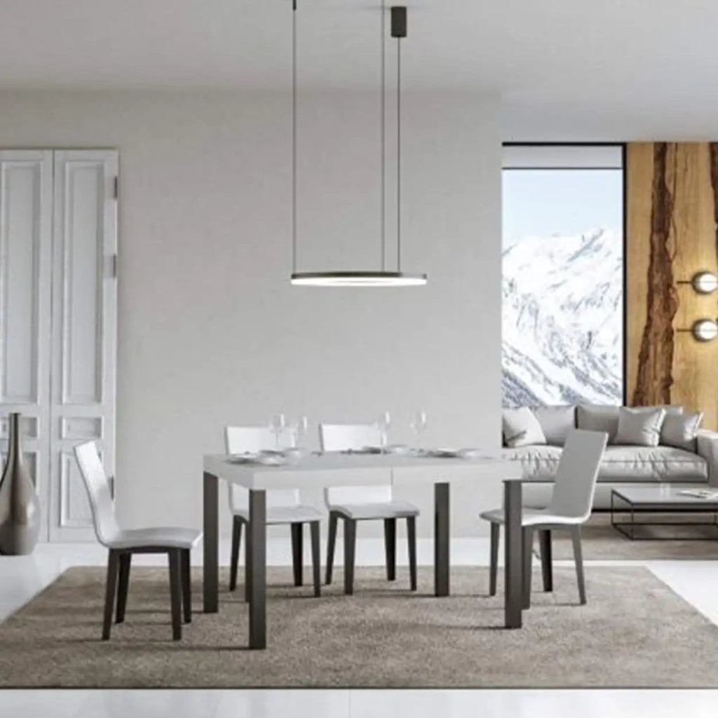 Tavolo allungabile 130/390x90 cm Everyday Premium colore bianco frassino gambe antracite