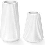 Set di Vasi Decorativi in Ceramica con Grovatura, Set di 2 Vasi in Ceramica Bianchi per Decorazione con Pampas, Vaso Piccolo Matto, Decorazione Boho Moderna per Casa, Decorazione per Sala, Decorazione per Tavolo, Fiori Secchi.