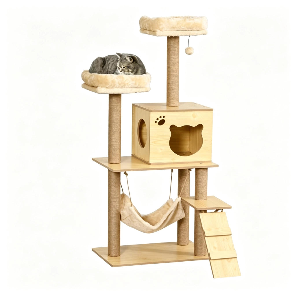 ALBERO GATTO Tiragraffi 60x40x130 cm Beige e Marrone