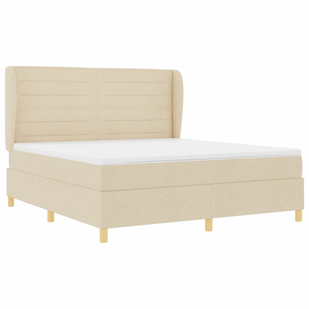 Letto a molle con materasso Crema 200 x 180 cm Tessuto 3340709