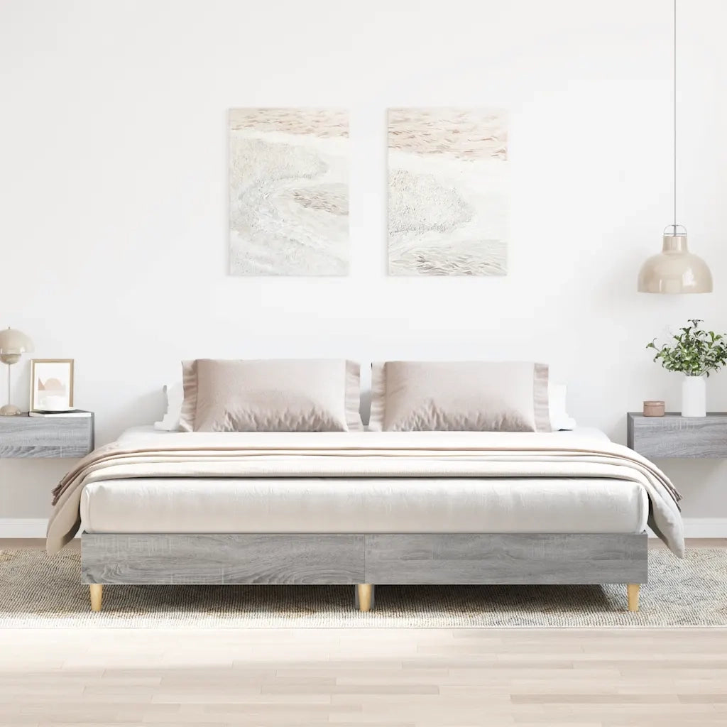 Giroletto senza Materasso-Struttura Letto Grigio Sonoma 200x200cm in Truciolato