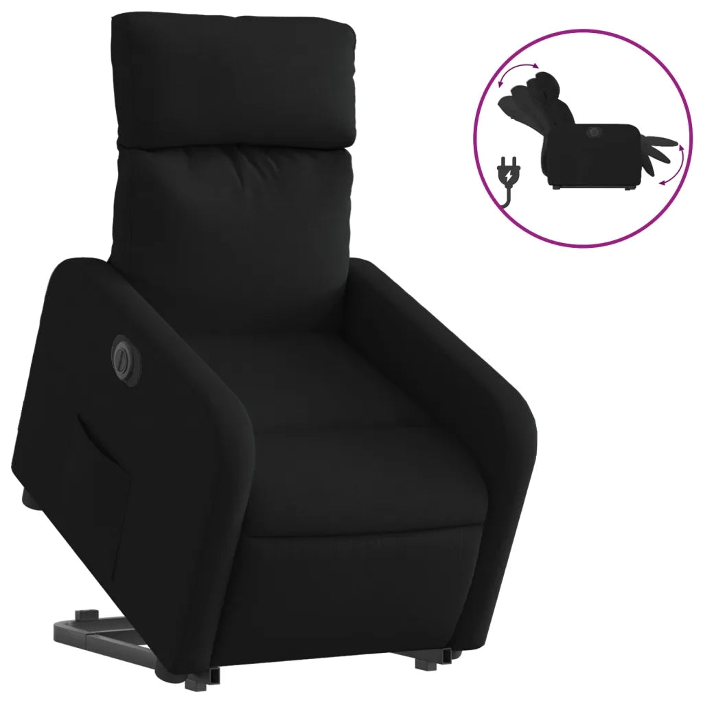 Poltrona | Sedia Relax Alzapersona Reclinabile Elettrica Nera in Tessuto