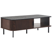 Tavolino moderno finitura legno scuro 41 x 60 x 120 cm stile rustico con porte scorrevoli