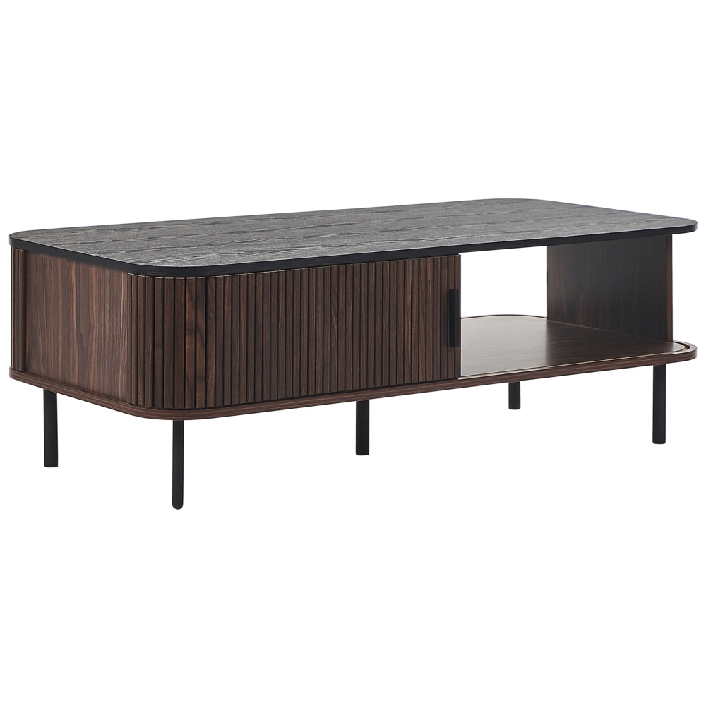 Tavolino moderno finitura legno scuro 41 x 60 x 120 cm stile rustico con porte scorrevoli