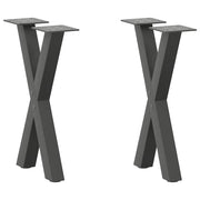 Set di 2 gambe per tavolino a forma di X 38 x 42-43 cm con piedini regolabili design moderno in acciaio antracite 02_0057168
