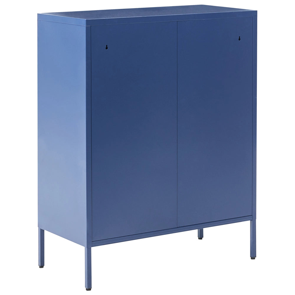 Armadio a 4 cassetti in metallo blu navy in acciaio stile industriale per il soggiorno dell'home office