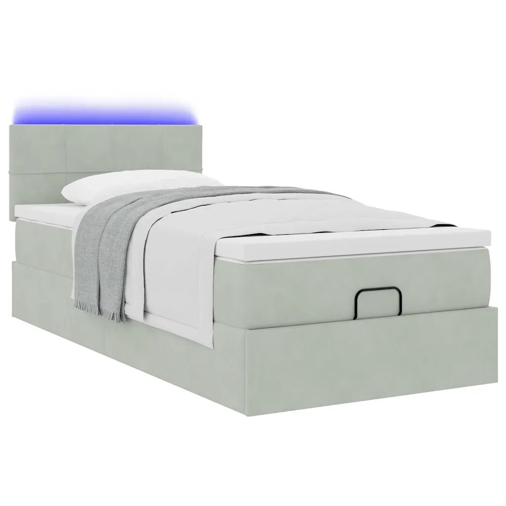 Struttura Letto Pouf con Materasso 90x190 cm in Velluto 3312590