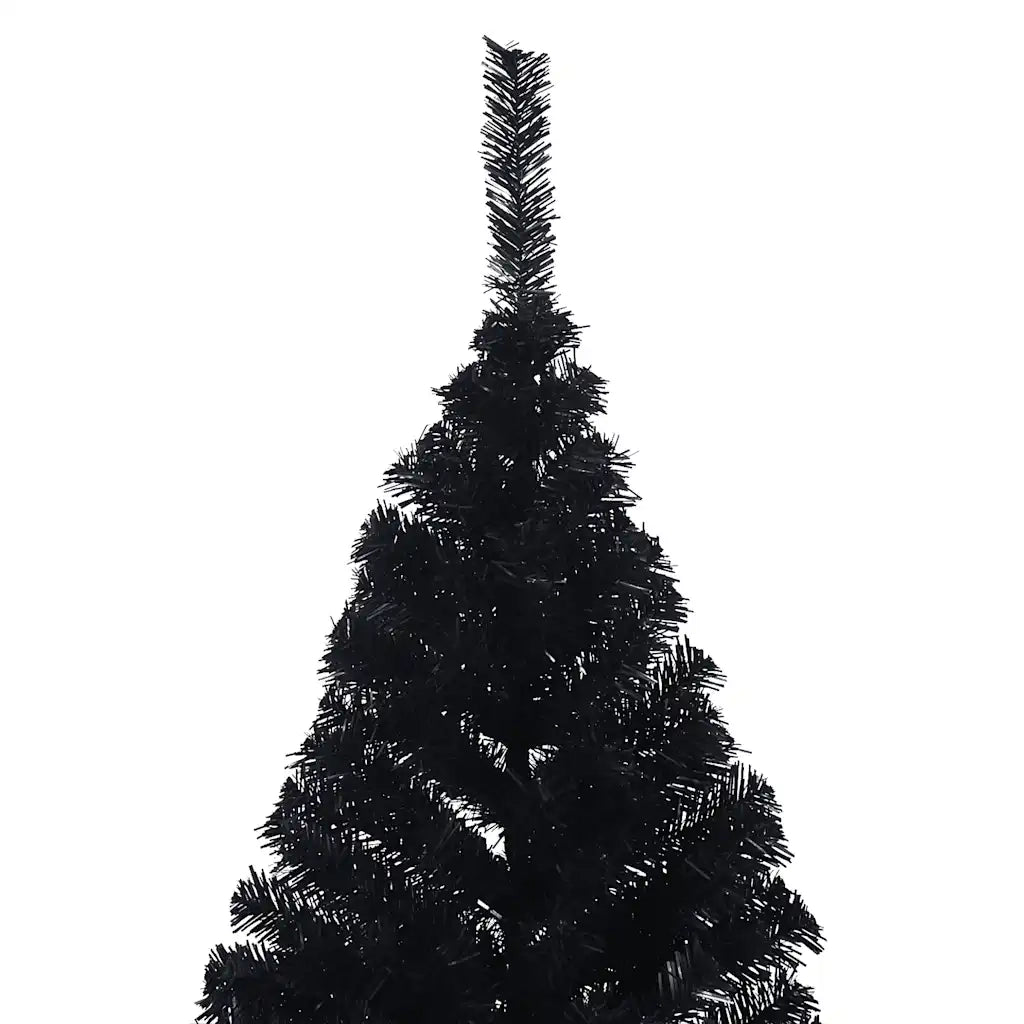 Albero di Natale Artificiale a Met¨¤-Albero Natalizio con Base Nero 180 cm PVC