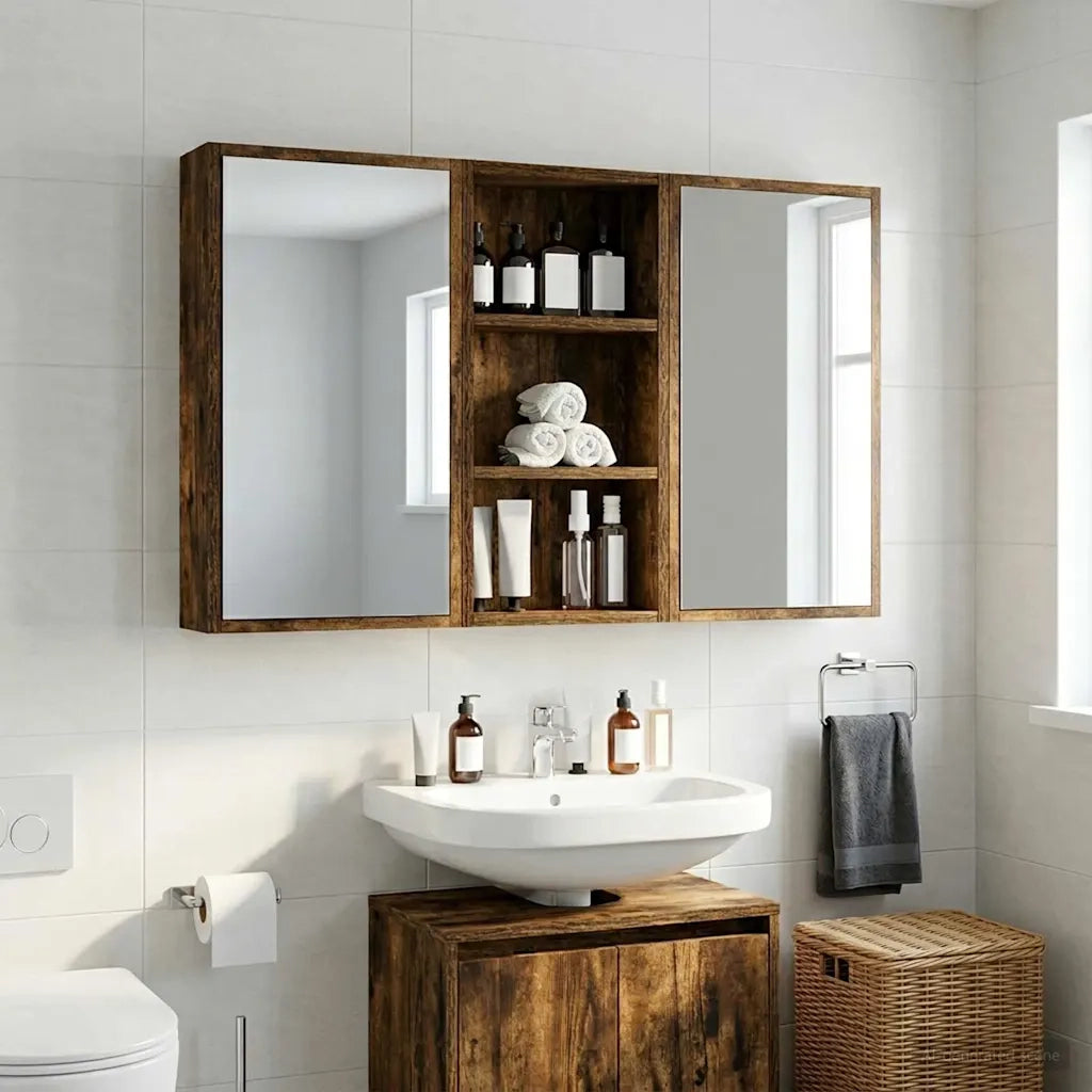 Armadio da bagno a muro Quercia Affumicata 30 x 10 x 60,5 cm