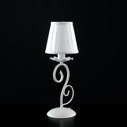 Lumetto Provenzale 1 Luce Ferro Battuto e Paralume Bianco Shabby Serie Alma