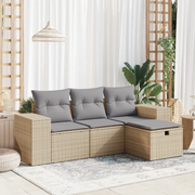 Set Divano da Giardino 4 pz con Cuscini Beige in Polyrattan 3325655