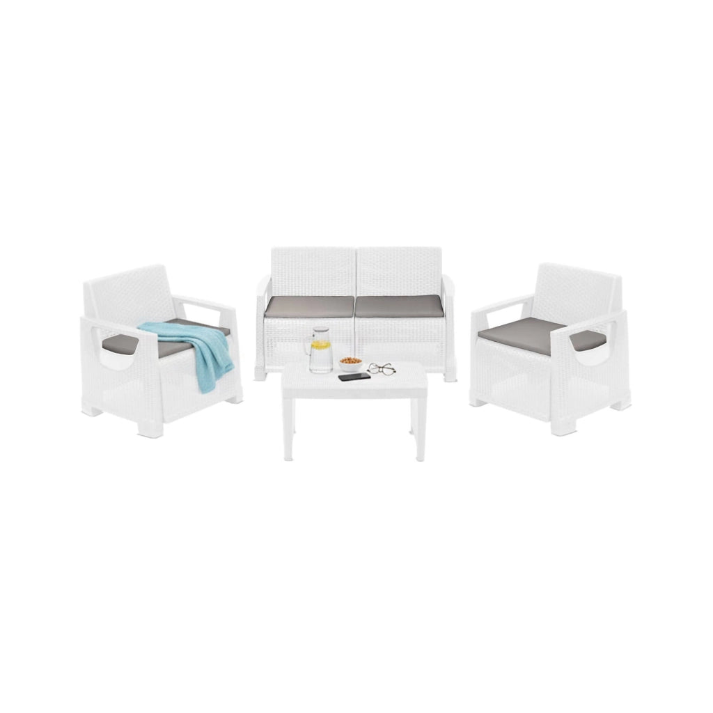 Salottino Outdoor Covo, set Salotto da Esterno 4 Posti Made in Italy, Bianco