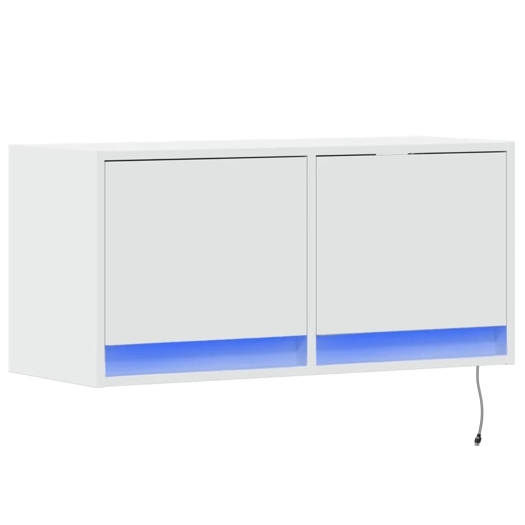 Mobile TV multimediale scaffale TV credenza mobile TV sala da pranzo soggiorno camera da letto montaggio a parete con luci LED 80 x 31 x 35 cm bianco 02_0027912