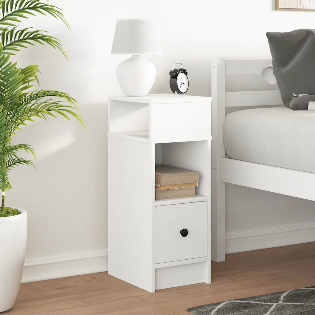 Comodino | Armadio da Notte | Mobiletto da notte con Cassetto Bianco 25x31x66 cm