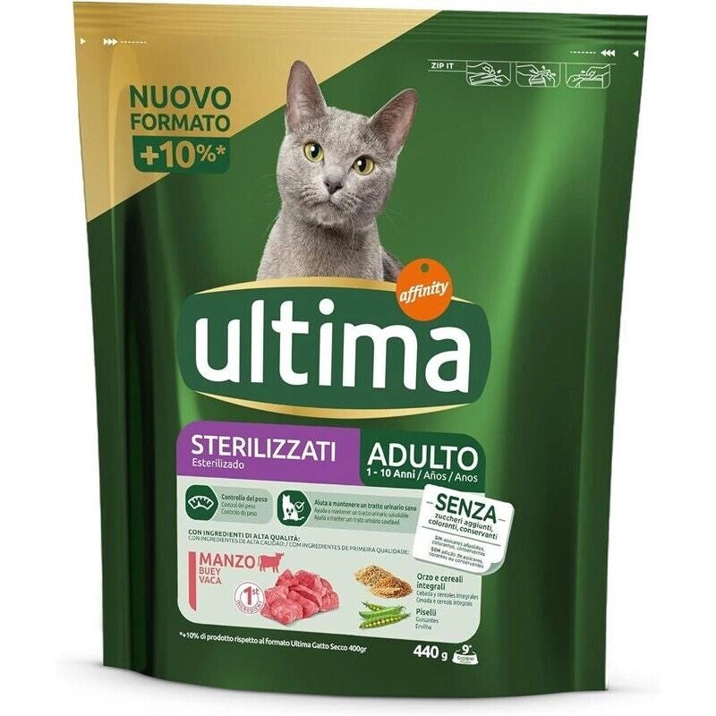 ULTIMA CROCCHETTE PER GATTO ADULTO 1-10 ANNI 440 GR GUSTO MANZO PER GATTI STERILIZZATI