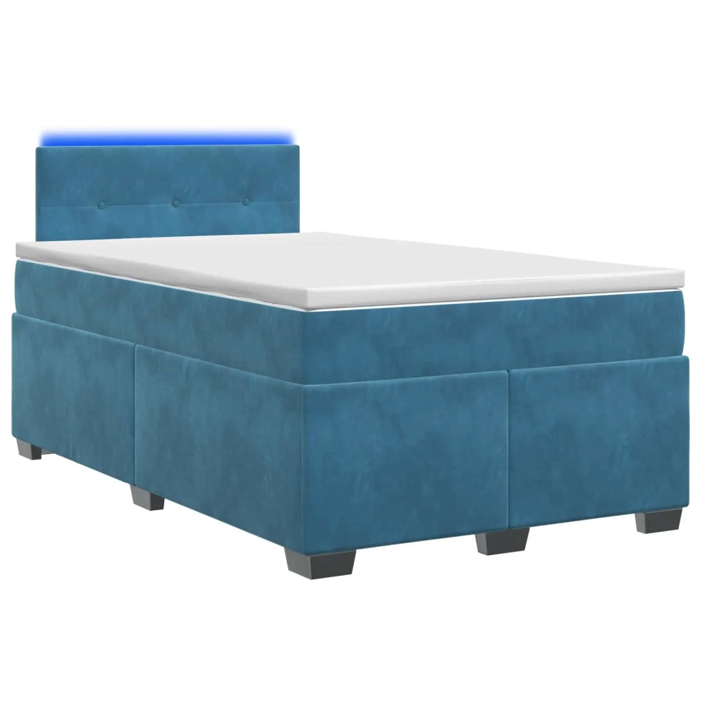 Letto con Box Spring, Materasso e LED Blu 120 x 190 cm Velluto 3452142