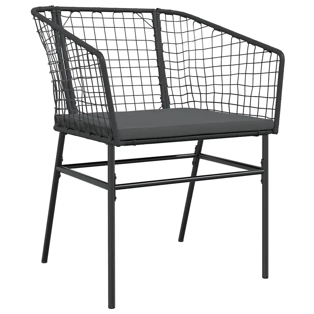 Set Pranzo da Giardino 7 pz Nero con Cuscini Polyrattan Vetro 3334503