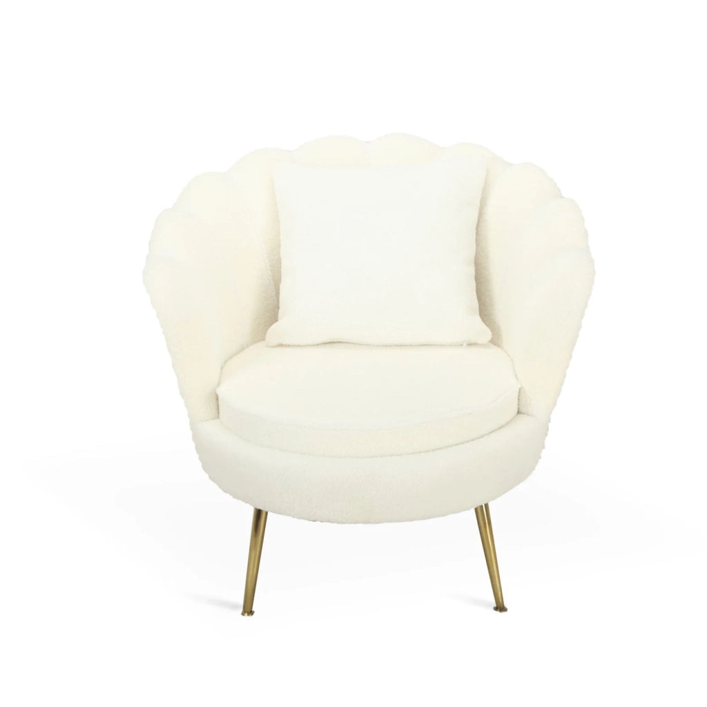 POLTRONA DAHLIA VELLUTO BOUCLÈ PANNA CON CUSCINO