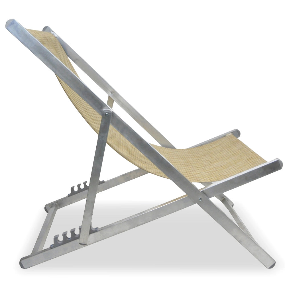 Sedia a Sdraio Alex in alluminio e textilene colore beige pieghevole da esterno