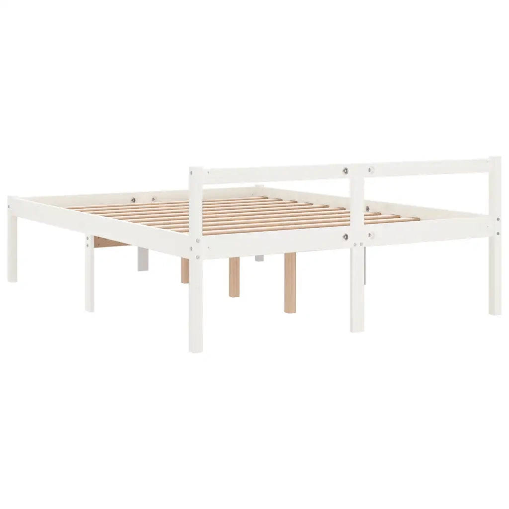 Letto per Anziani 150x200 cm King in Legno Massello di Pino 810620