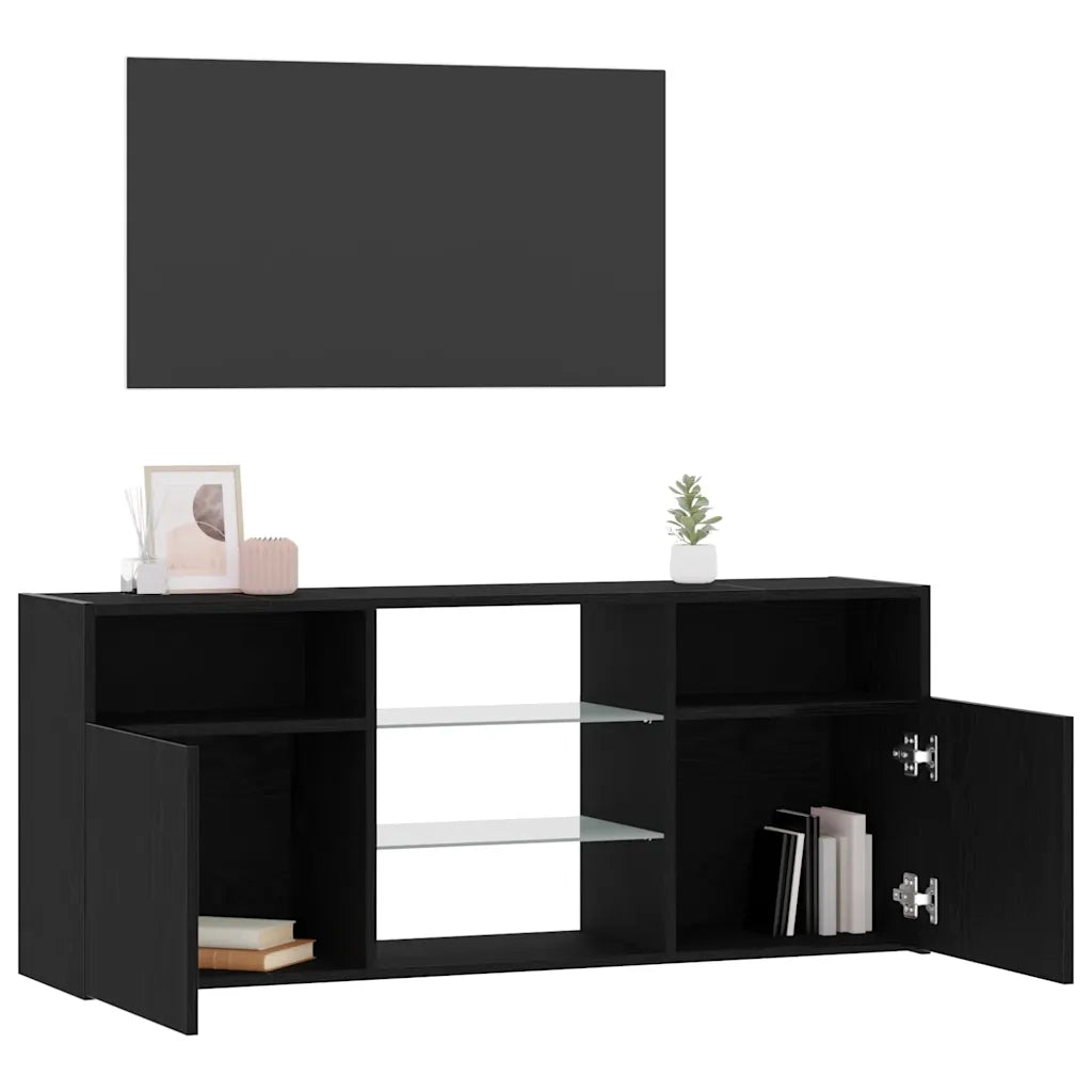 Mobile Porta TV con LED Rovere Nero 120x30x50 cm Multistrato 862035