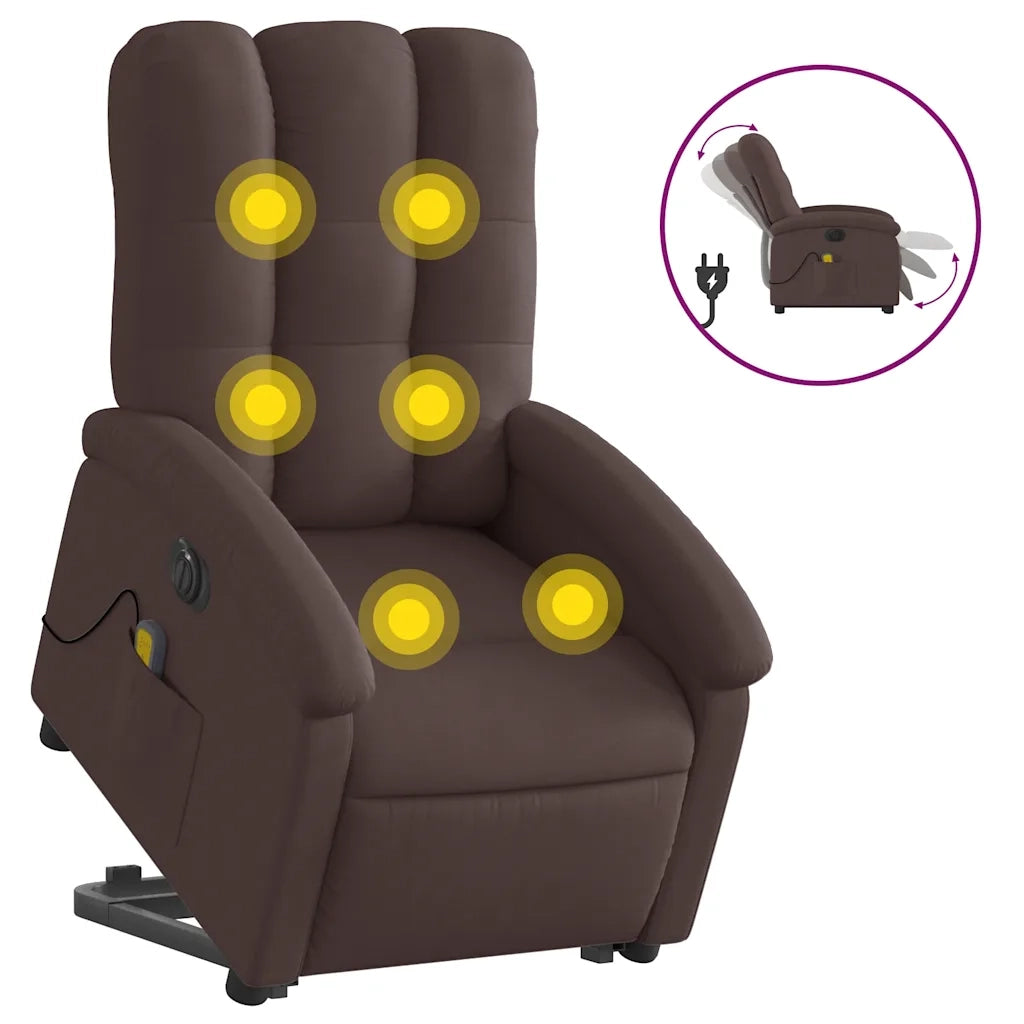 Poltrona Alzapersona Massaggio Elettrica Marrone Scuro Tessuto 3204133