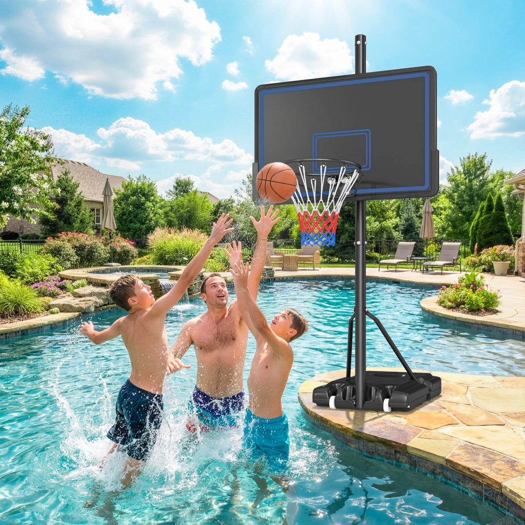 Panier da Basket Regolabile in Altezza ¨C zephmum ¨C 1.35-3.05m Blu con Ruote e Base