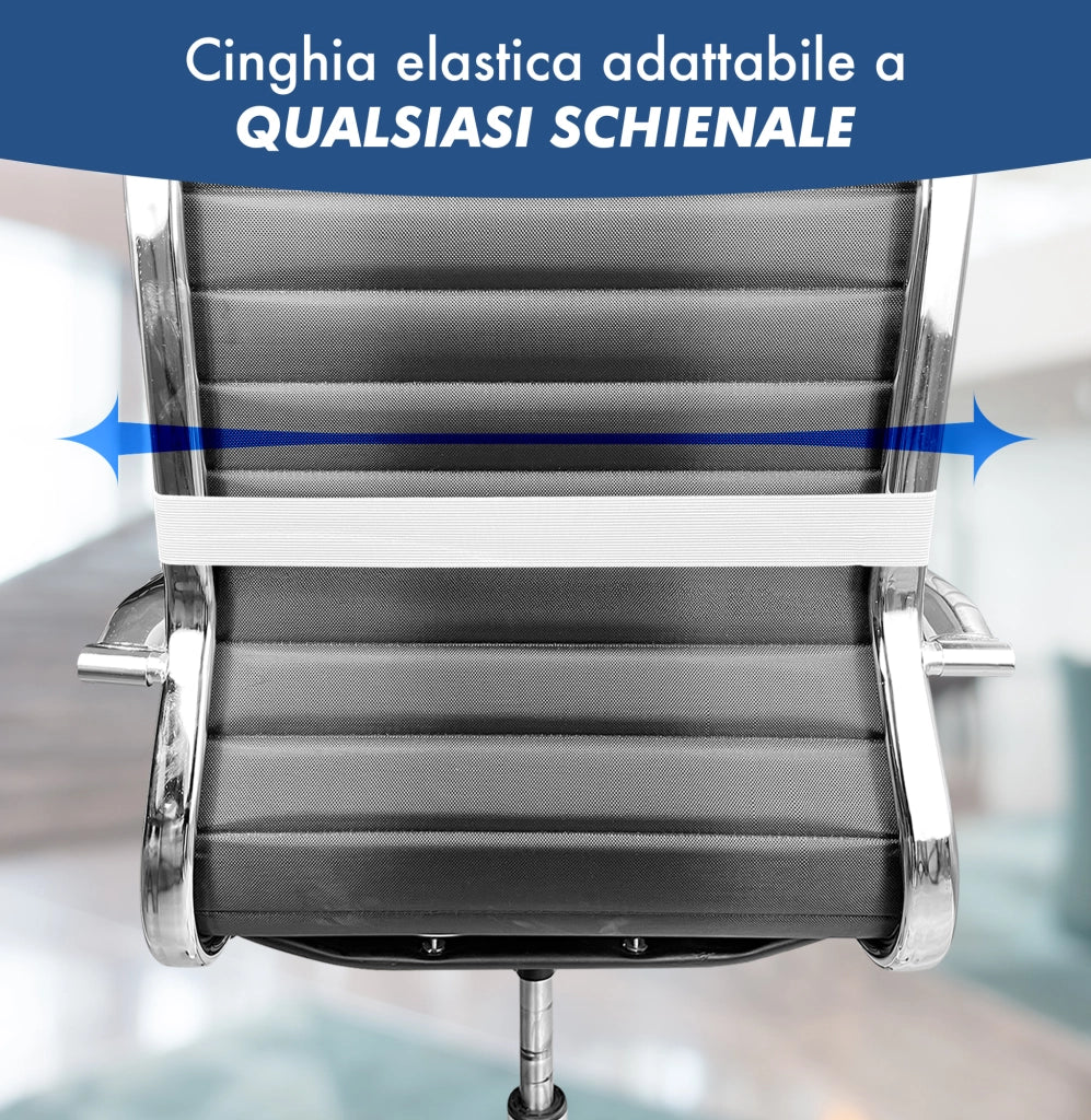 Supporto Lombare In Memory Foam Portatile Con Elastico Per Fissaggio Sedia Ufficio Multiuso Collo Ginocchia Cuscino Da Viaggio Auto Gambe Prodotto Italiano Dispositivo Medico