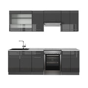 Cucina componibile Fame-Line Antracite lucido/Antracite 240 cm, PL Marmo Vicco