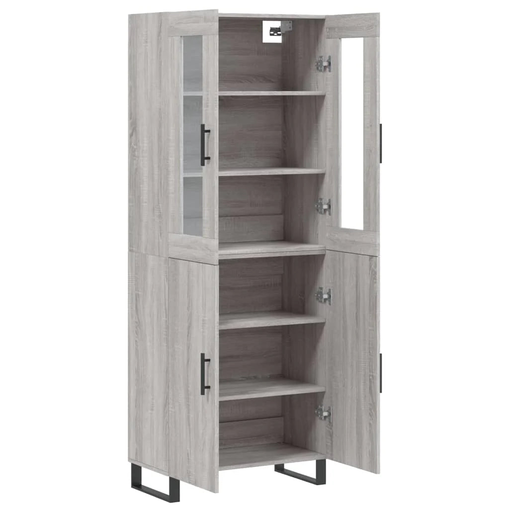 Buffet credenza cassettiera armadio mobile contenitore organizer cucina soggiorno salotto rovere Sonoma alto 69,5 x 34 x 180 cm legno ingegnerizzato grigio 02_0035608